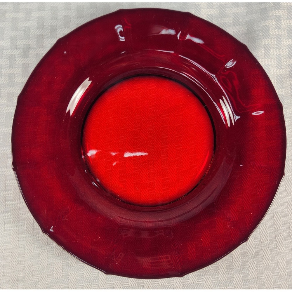 Vintage Martinsville Addie Ruby Red "Elegant"Glass Luncheon Plates-Set of 5-VG - Picture 3 of 9